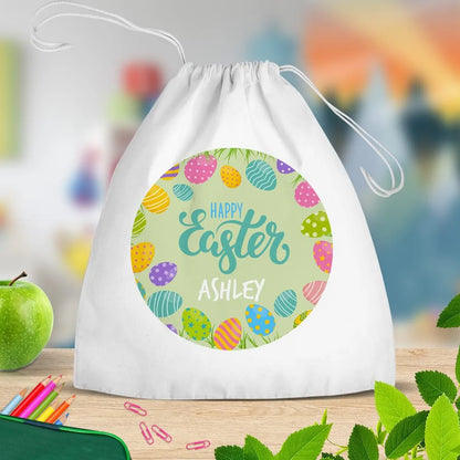 Easter Hunt White Drawstring Bag