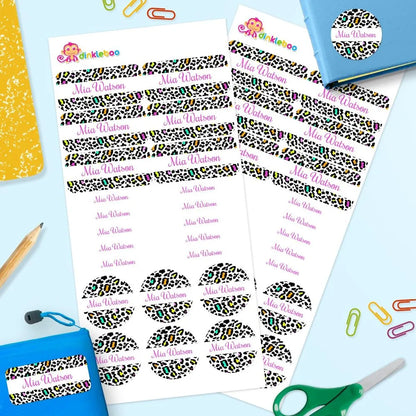 Leopard Print Mixed Name Label Pack