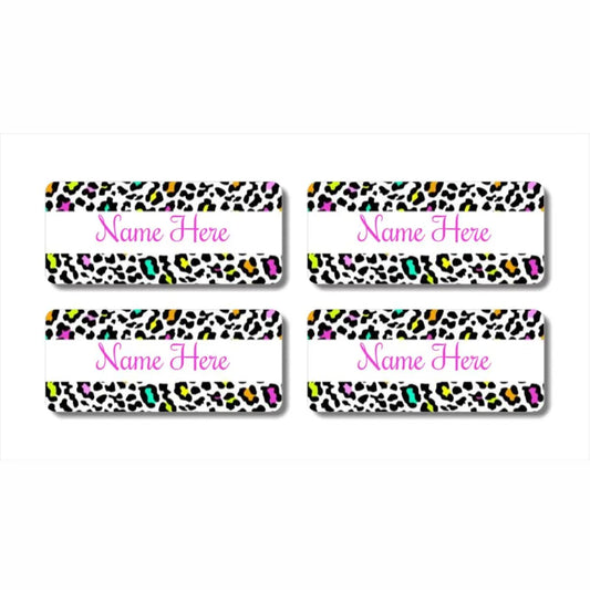 Leopard Print Rectangle Name Labels