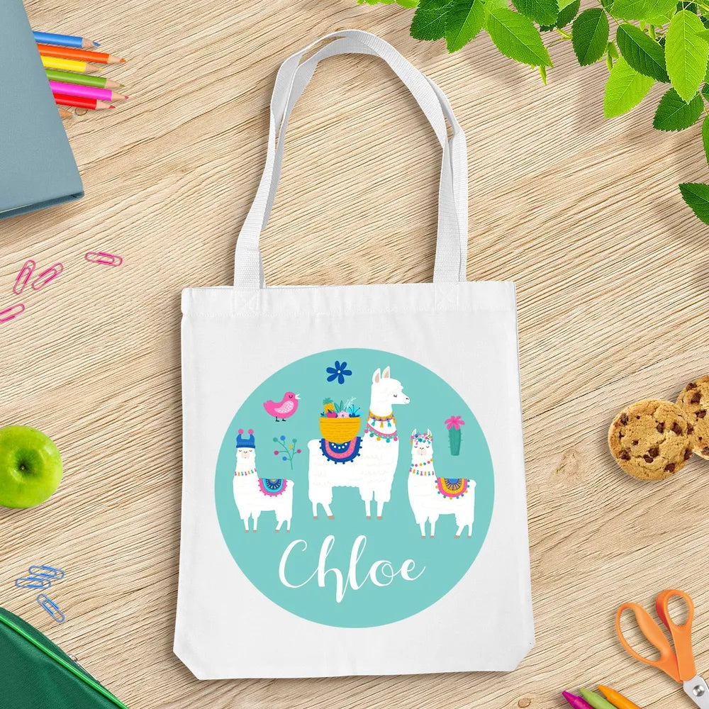 Llama White Tote Bag