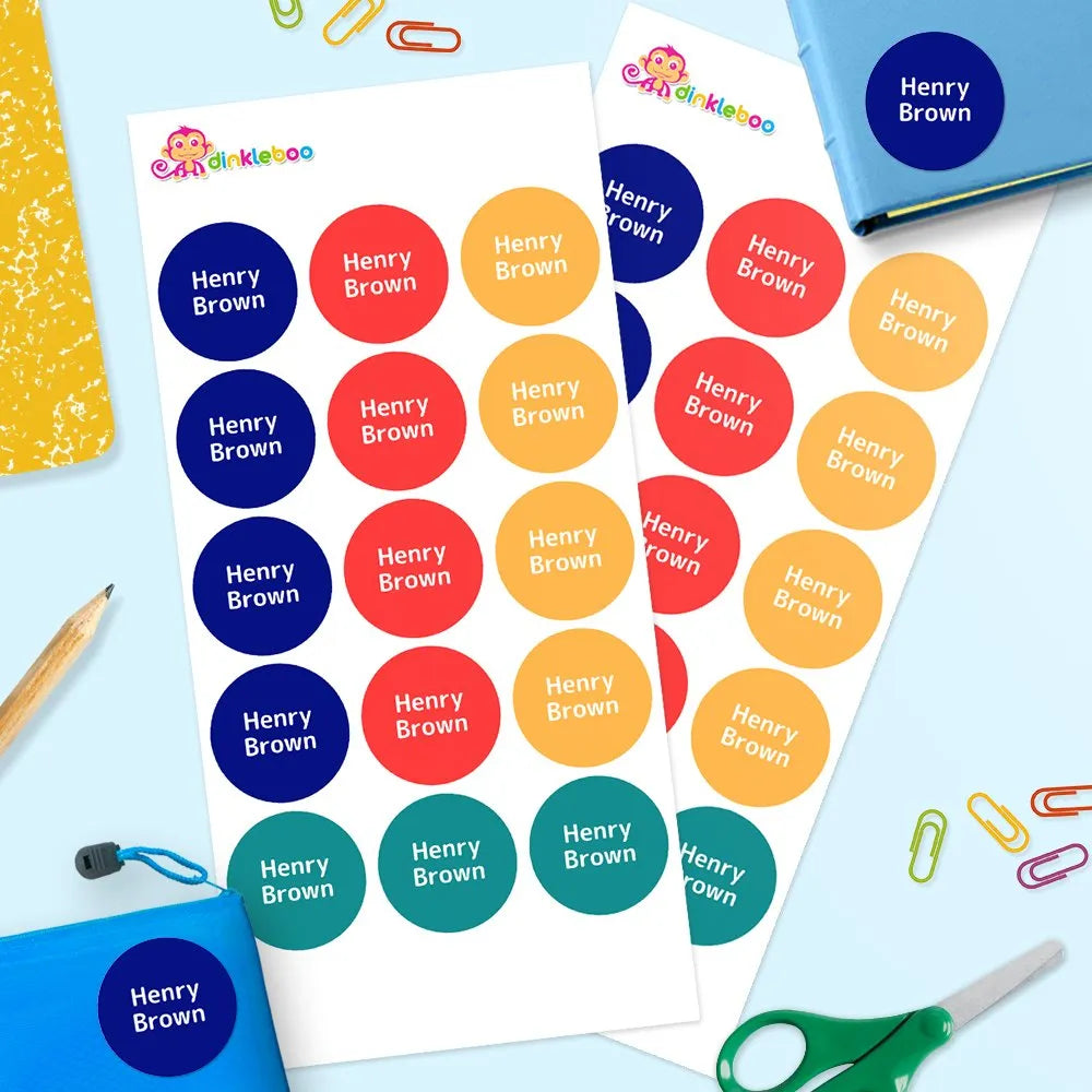 Multi Colour Round Name Labels
