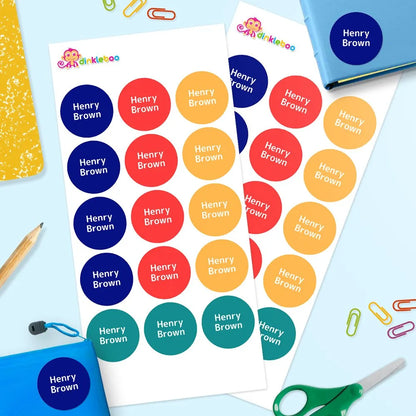 Multi Colour Round Name Labels