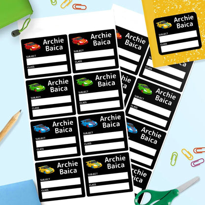 Race Car School Book Labels