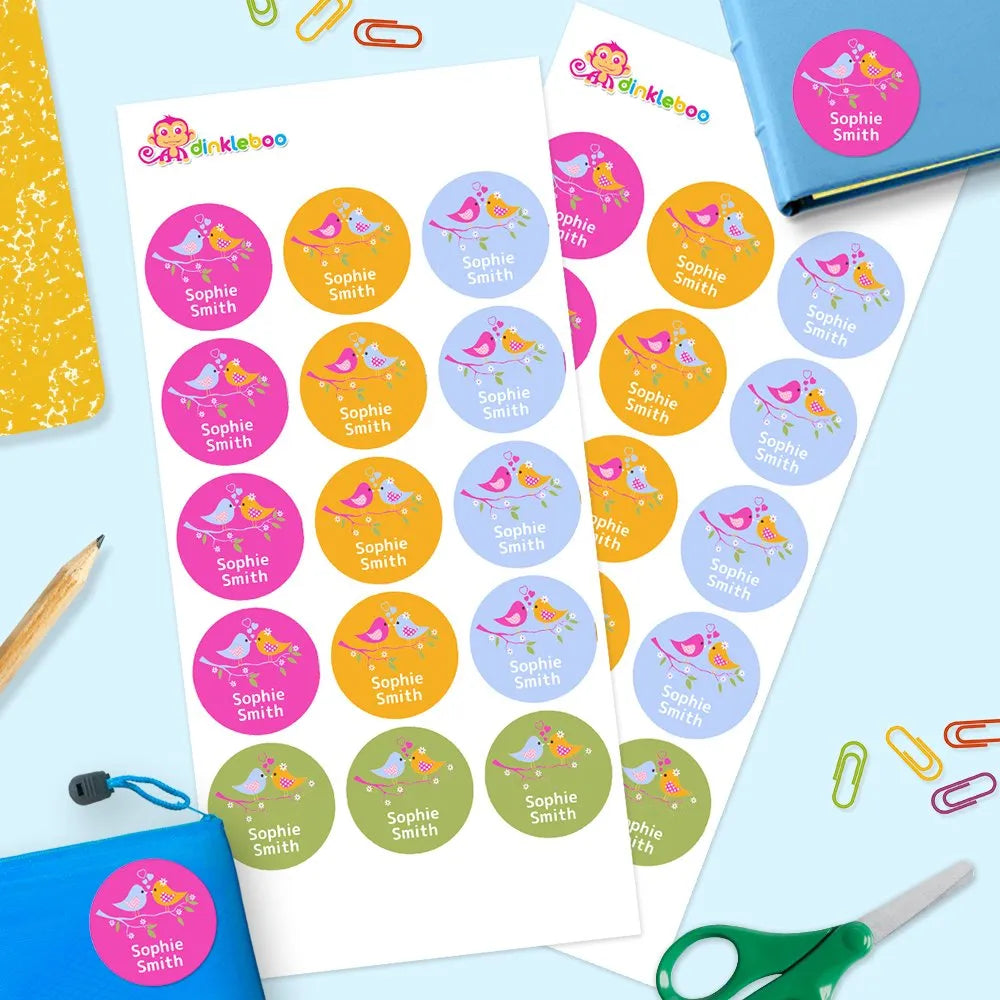 Two Birds Round Name Labels