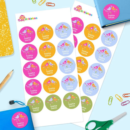 Two Birds Round Name Labels