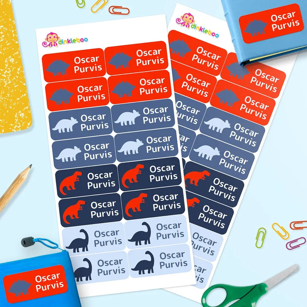 Dino Silhouette Rectangle Name Labels