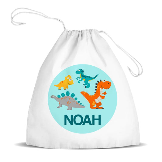 Dinosaurs White Drawstring Bag