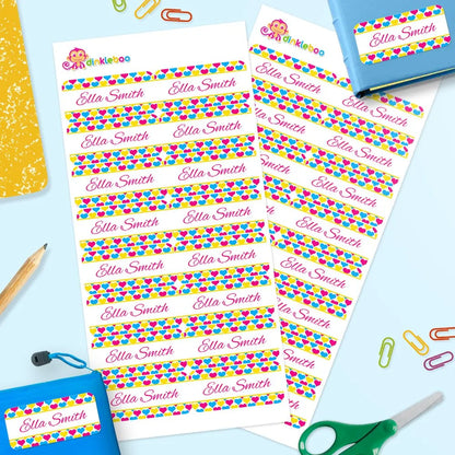 Hearts Rectangle Name Labels