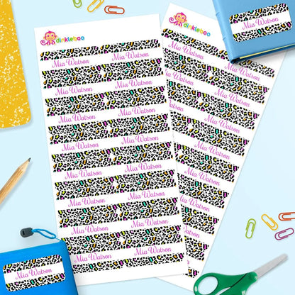 Leopard Print Rectangle Name Labels