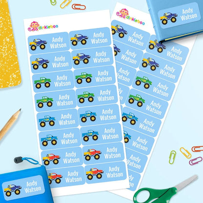 Monster Truck Rectangle Name Labels
