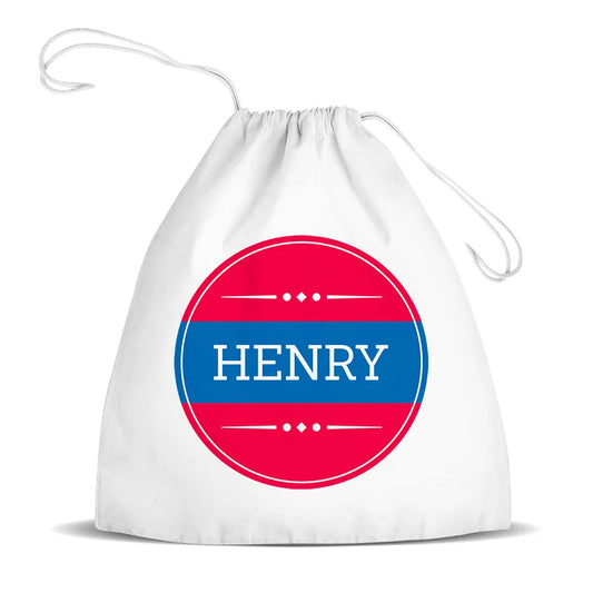 Stripe White Drawstring Bag