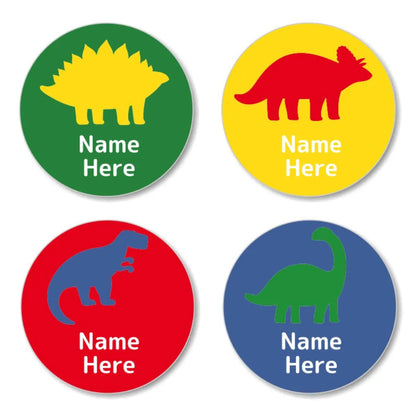 Dino Silhouette Round Name Labels