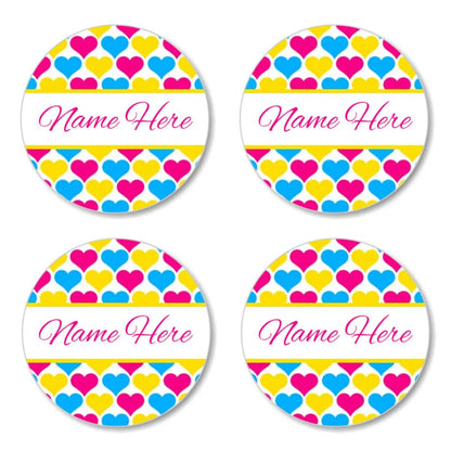 Hearts Round Name Labels