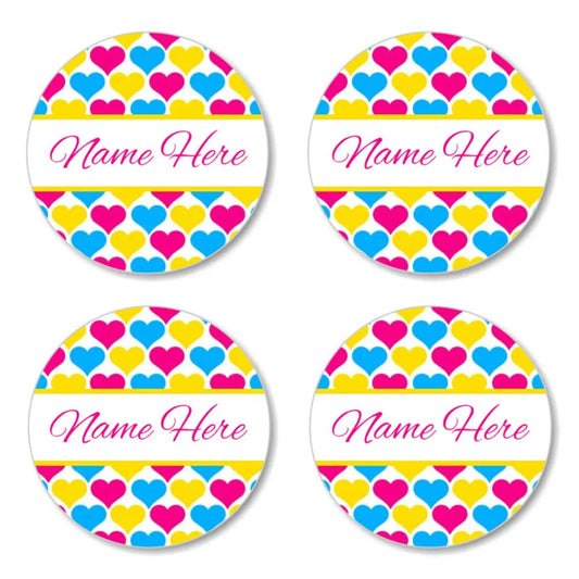 Hearts Round Name Labels