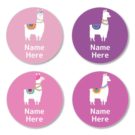 Llama Round Name Labels