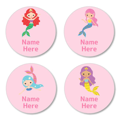Mermaids Round Name Labels
