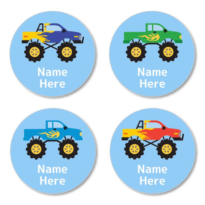 Monster Truck Round Name Labels