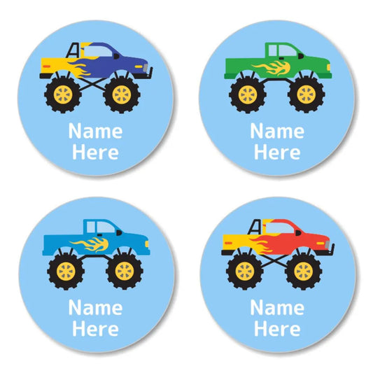 Monster Truck Round Name Labels