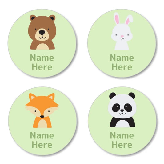 Woodland Animals Round Name Labels