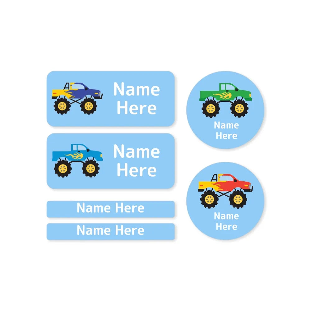 Monster Truck Mixed Name Label Pack