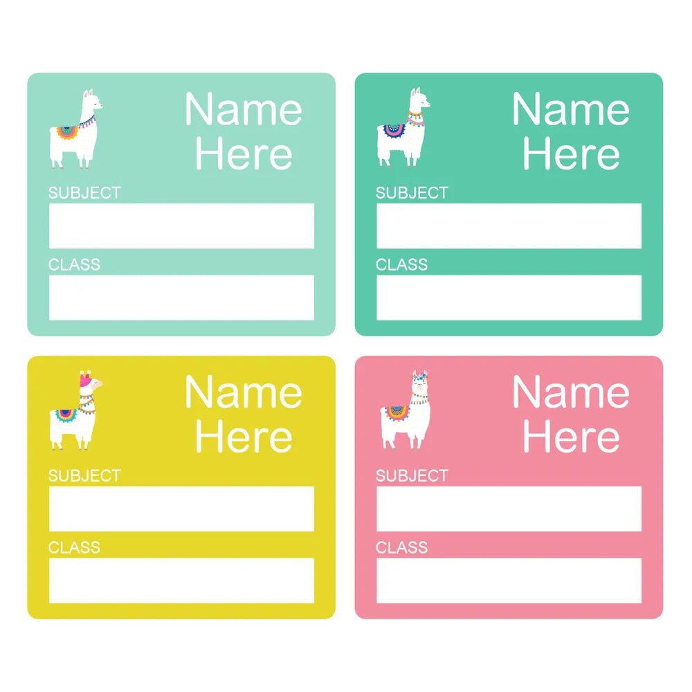 Llama School Book Labels