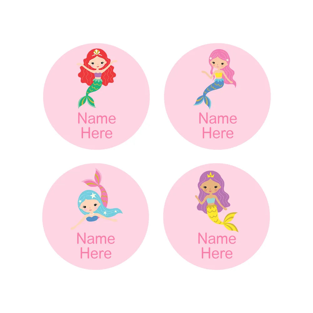Mermaids Round Name Labels