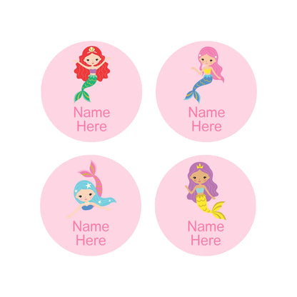Mermaids Round Name Labels