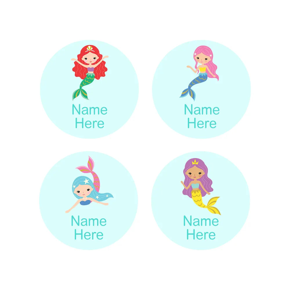 Mermaids Round Name Labels