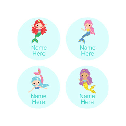 Mermaids Round Name Labels