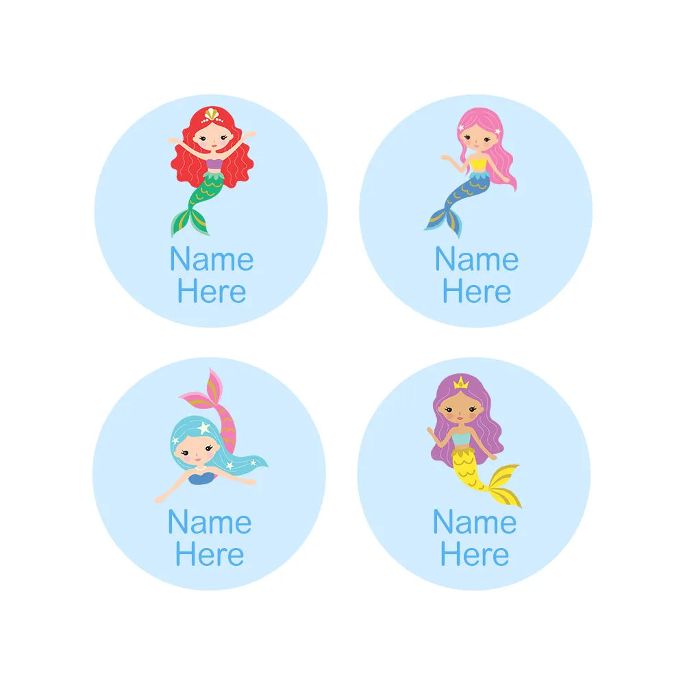 Mermaids Round Name Labels