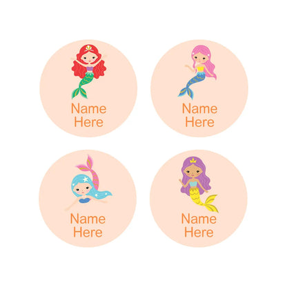 Mermaids Round Name Labels