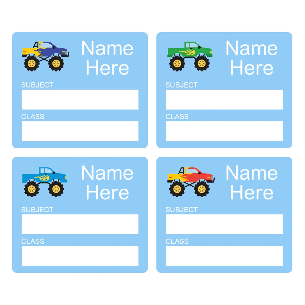 Monster Truck School Book Labels