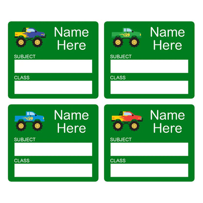 Monster Truck School Book Labels
