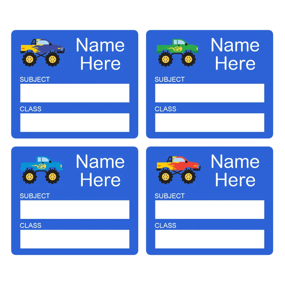 Monster Truck School Book Labels