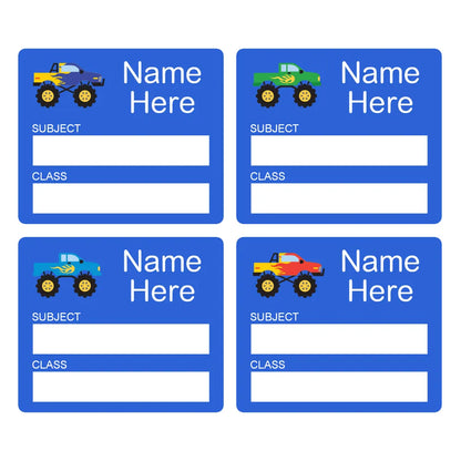 Monster Truck School Book Labels