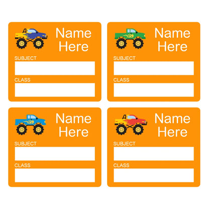 Monster Truck School Book Labels
