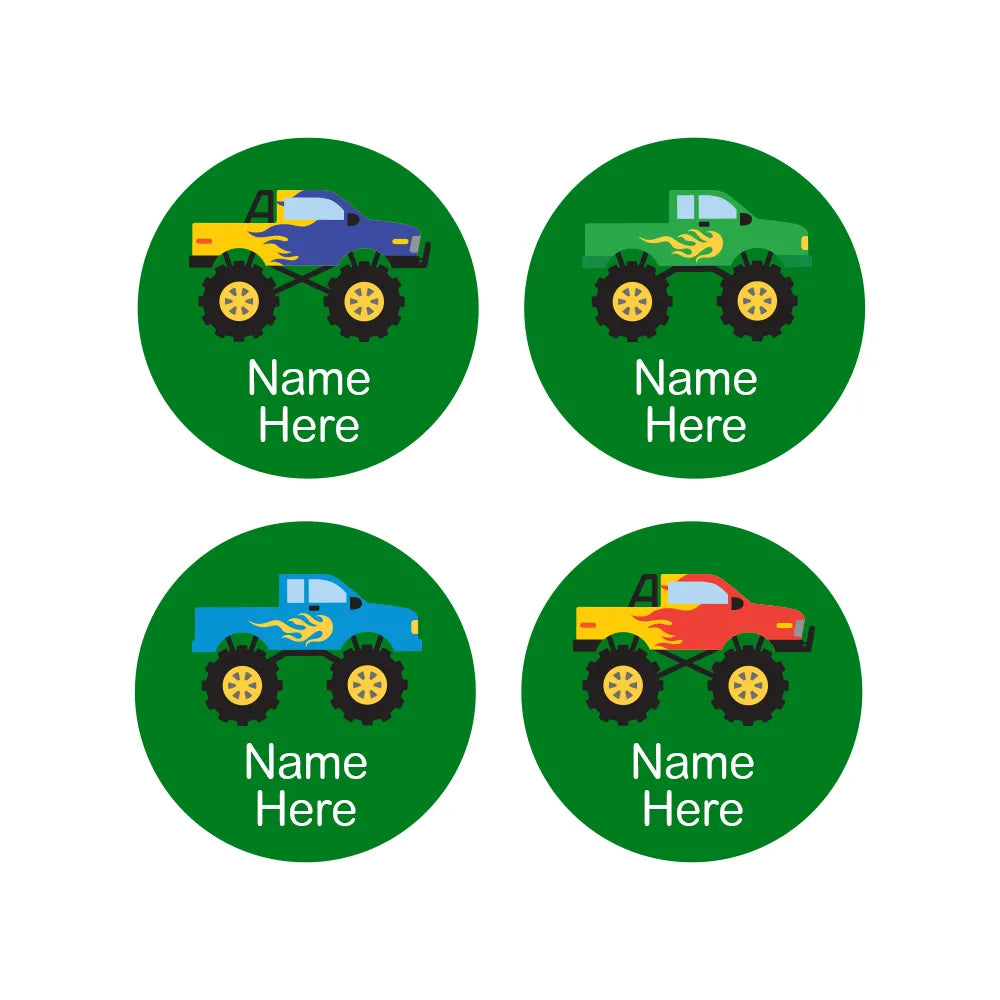 Monster Truck Round Name Labels