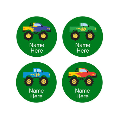 Monster Truck Round Name Labels