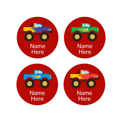 Monster Truck Round Name Labels