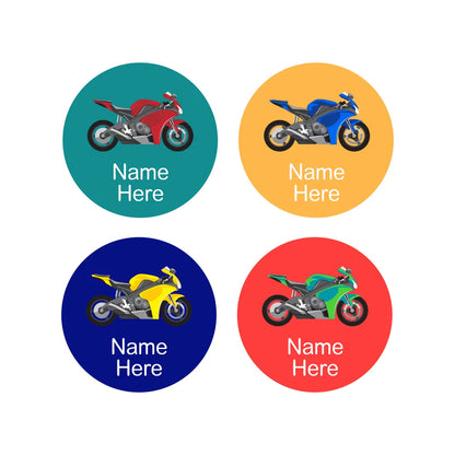 Motorbike Round Name Labels