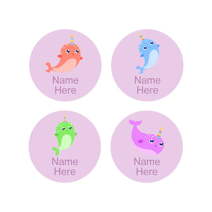Narwhal Round Name Labels