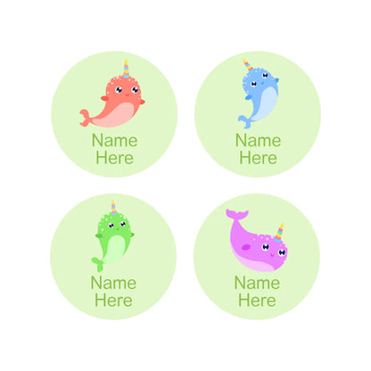 Narwhal Round Name Labels