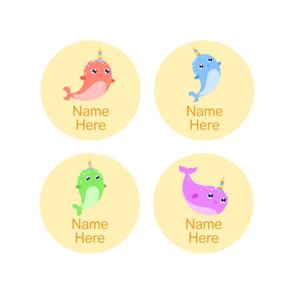 Narwhal Round Name Labels