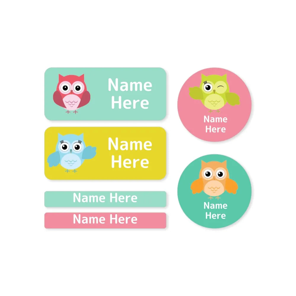 Owls Mixed Name Label Pack