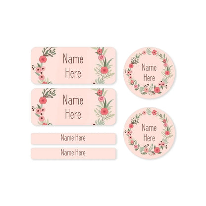 Flower Wreath Mixed Name Label Pack
