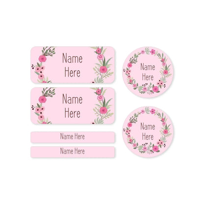 Flower Wreath Mixed Name Label Pack