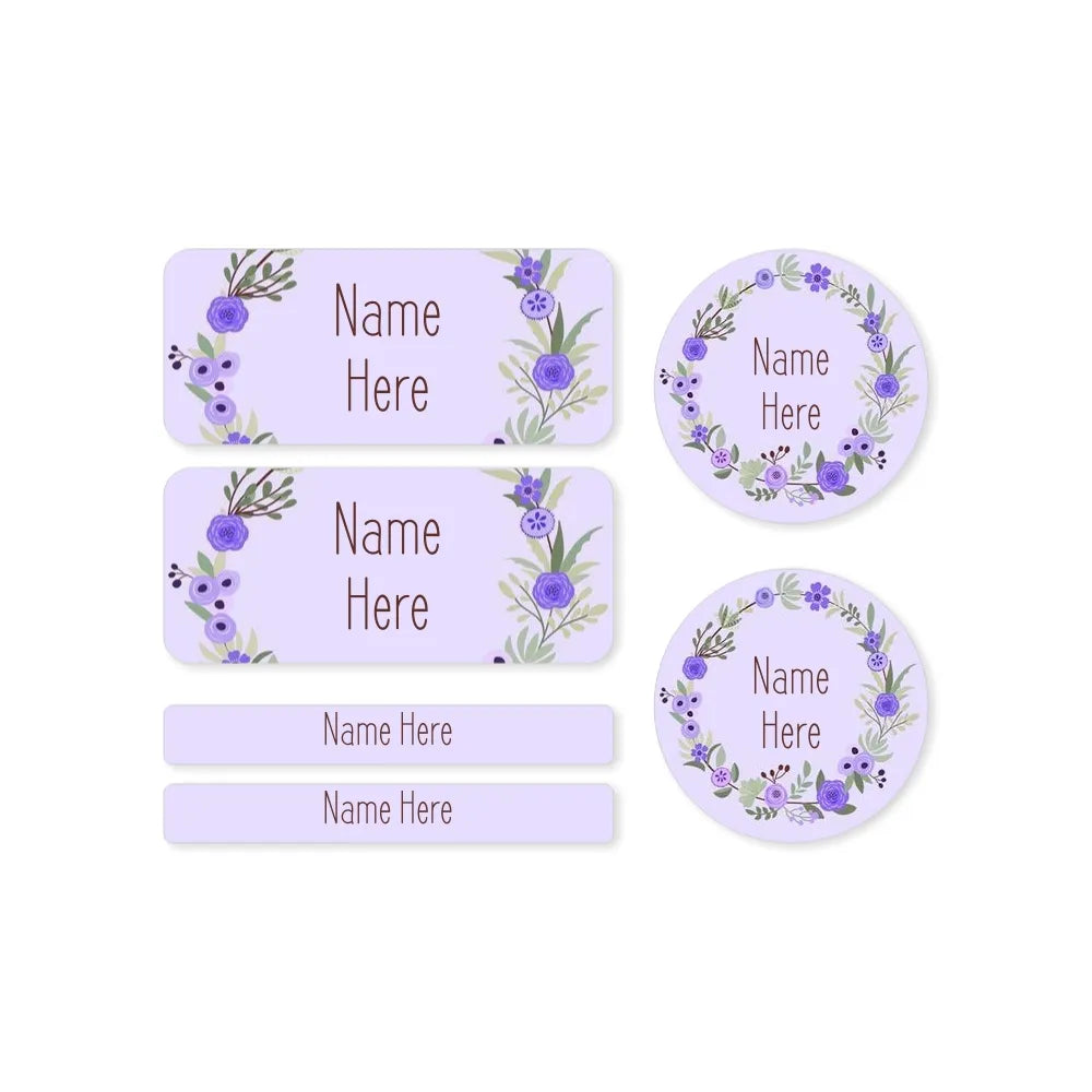 Flower Wreath Mixed Name Label Pack