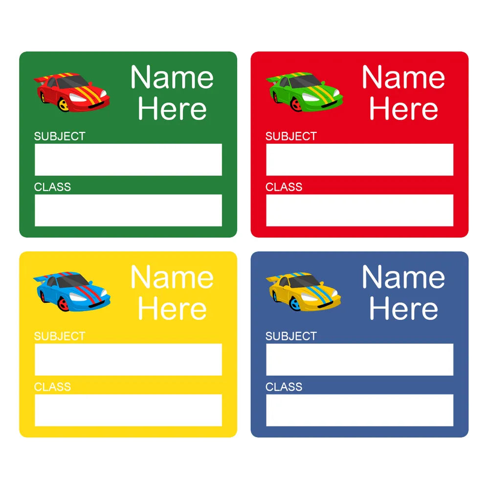 Race Car School Book Labels