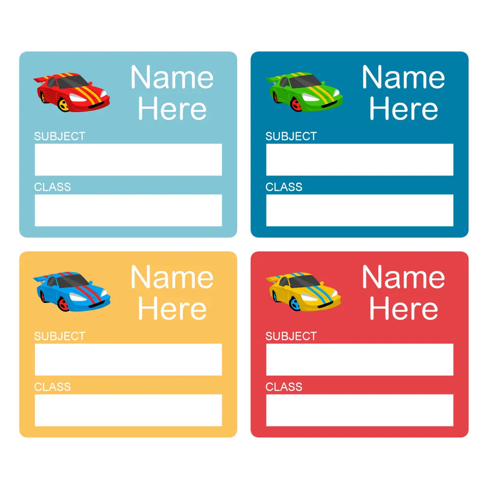 Race Car School Book Labels