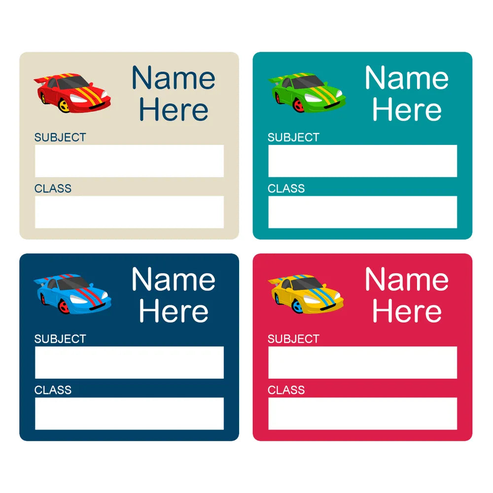 Race Car School Book Labels